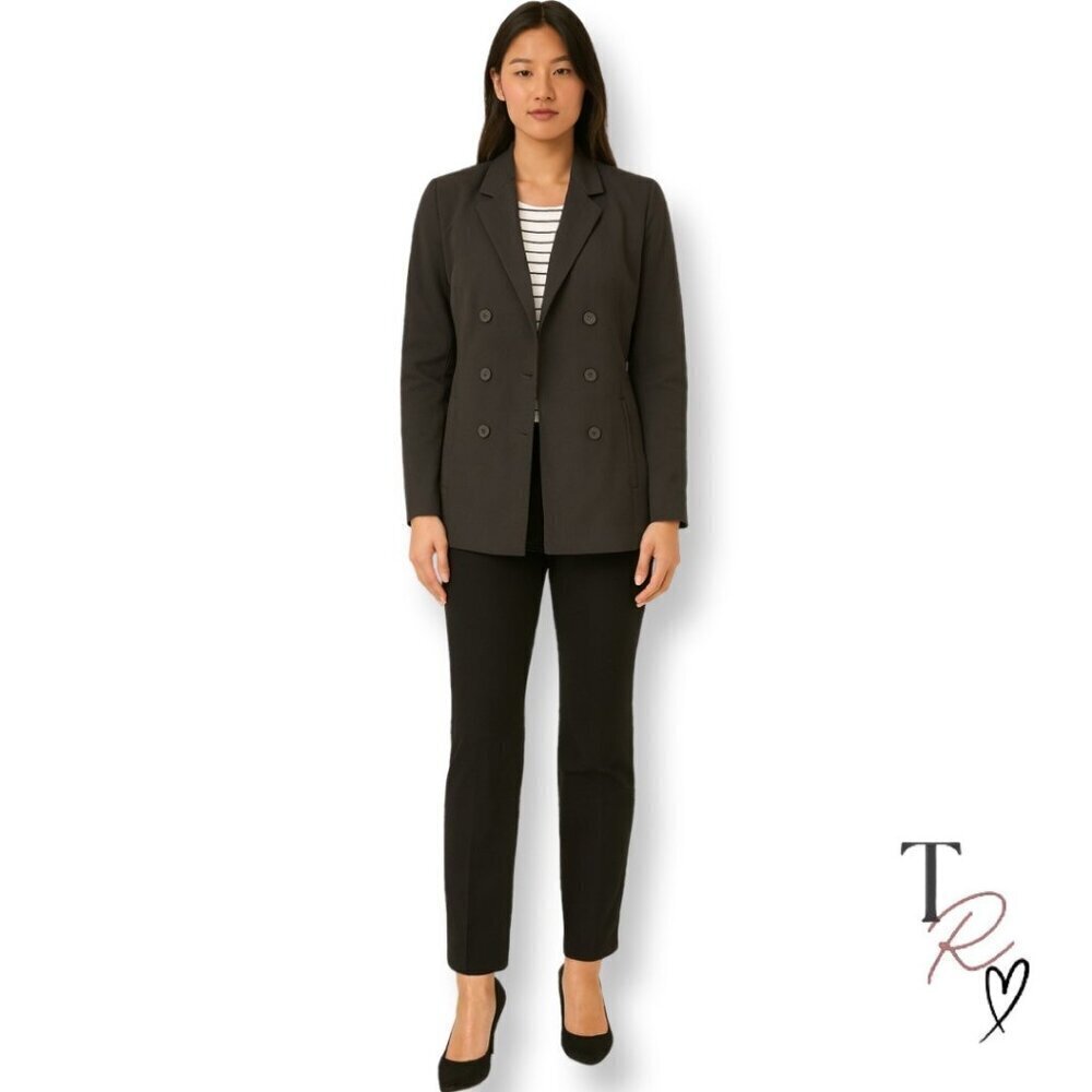 Ann Taylor LOFT Double-Breasted Virgin Wool Blazer Black Women’s Size 8
